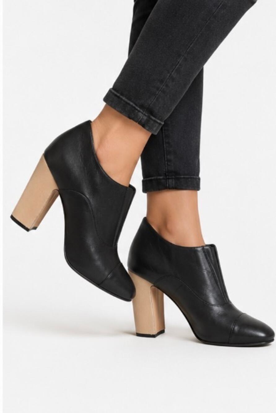 Vionnet FO Black Leather Ankle Booties Women’s 7/37 Block Heel Made in Italy